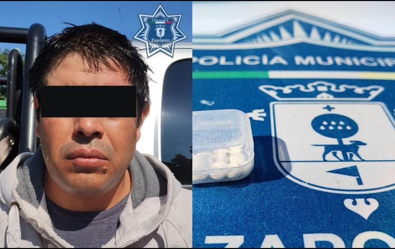 Al hombre de 35 años le fue asegurada un arma de fuego hechiza o casera y alrededor de nueve pastillas de medicamento controlado. CORTESÍA / Policía de Zapopan