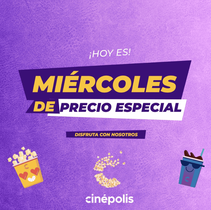 Cinépolis ofrece un precio especial los miércoles. FACEBOOK/ CINÉPOLIS 