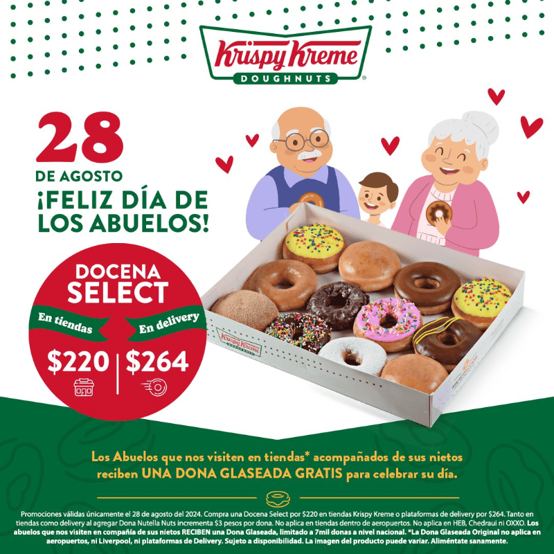 Krispy Kréme se suma a la conmemoración del Día del Abuelo en México. X -TWITTER-/ krispykrememx 