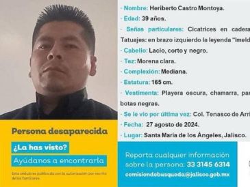 Heriberto Castro y su compañero atendieron un reporte de disparos de arma de fuego antes de desaparecer. ESPECIAL/Comisión de Búsqueda de Personas del Estado de Jalisco