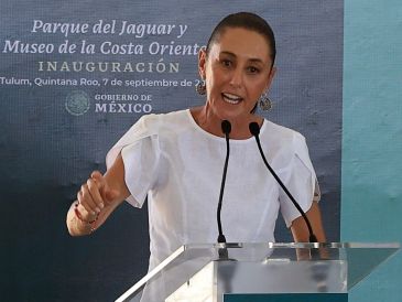 Claudia Sheinbaum en inauguración del parque del jaguar y el Museo de la Costa Oriente en Tulum, Quintana Roo.SUN