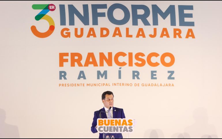 El presidente municipal interino de Guadalajara, Francisco Ramírez Salcido, rindió el tercer informe de actividades del municipio tapatío, resaltando la labor hecha en materia de obra pública y en materia de seguridad. EL INFORMADOR/H.FIGUEROA