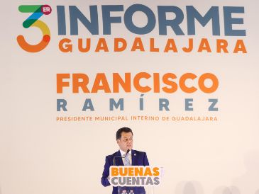 El presidente municipal interino de Guadalajara, Francisco Ramírez Salcido, rindió el tercer informe de actividades del municipio tapatío, resaltando la labor hecha en materia de obra pública y en materia de seguridad. EL INFORMADOR/H.FIGUEROA