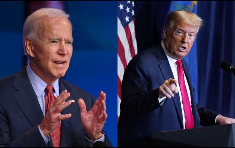 Ayer, Biden y Trump coincidieron en Nueva York en el homenaje anual para las víctimas de las Torres Gemelas. AFP/JIM WATSON y AP/Evan Vucci