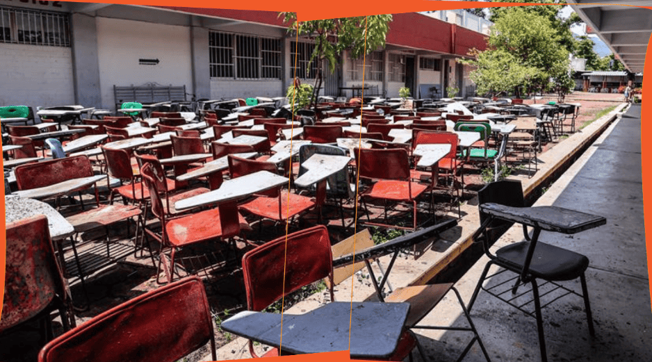 En medio de la amenaza que representa el dengue para los ciudadanos de Acapulco, los alumnos también regresaron a clases pese a los estragos del huracán Otis. EFE/ David Guzmán/ ESPECIAL/ CANVA