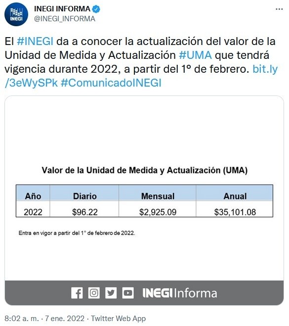Inegi Actualiza El Valor De La Uma Para 2022 Mexico Mobile Legends