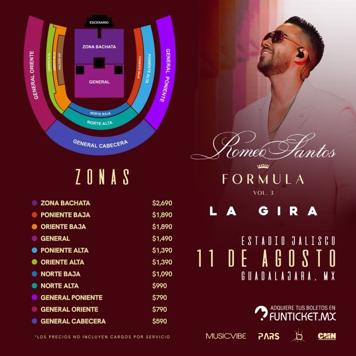 Romeo Santos en Guadalajara Estos serán los precios de boletos para ir