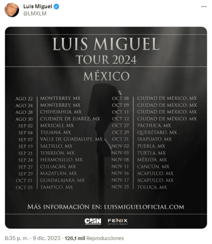 Luis Miguel anuncia nuevas fechas en México para 2024 Entre Veredas