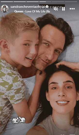 La actriz compartió con sus seguidores una fotografía familiar junto a Leonardo de Lozanne y su hijo Andrés. INSTAGRAM/ sandraecheverriaoficial