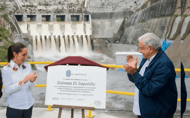  El Presidente de la República, Andrés Manuel López Obrado, y Claudia Sheinbaum estuvieron presentes en la inauguración de la presa 