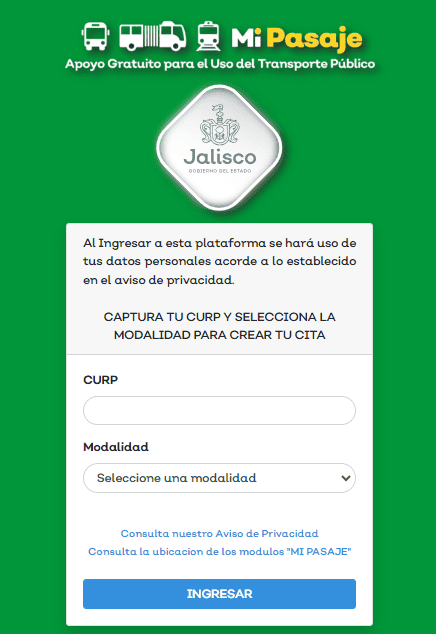 Realiza tu cita a través del portal oficial el programa social. MI PASAJE/ programamipasaje.jalisco.gob.mx/ 
