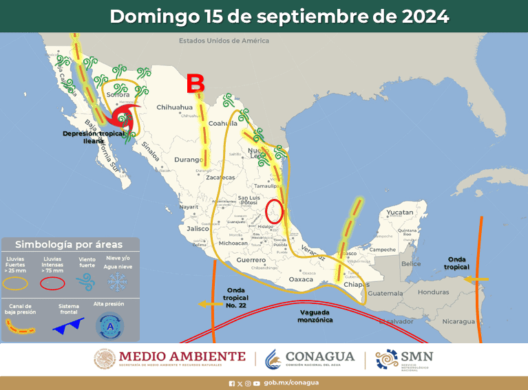  Área de vigilancia por la tormenta 