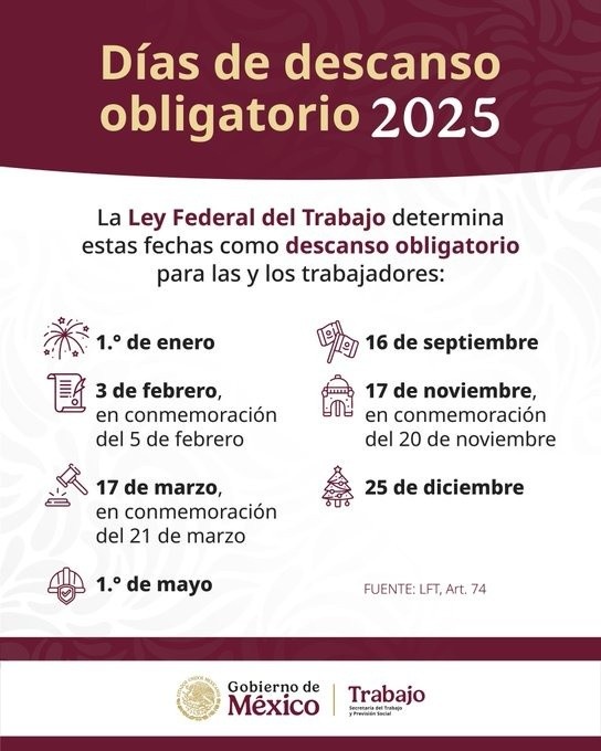 Estos son los días festivos oficiales en México 2025 - Distrito Regio